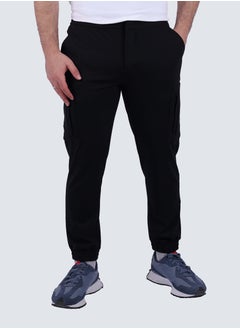 Men's Stretch Flat Front Cargo Pants in Black