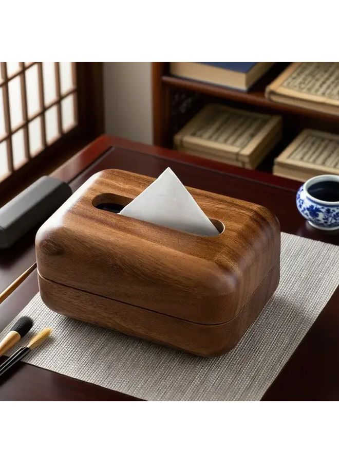 Large Solid Wood Tissue Box With Customizable Lid Modern Chinese Style - Image 2