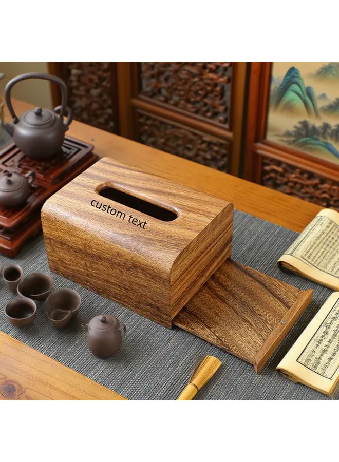 Large Solid Wood Tissue Box With Customizable Lid Modern Chinese Style - Image 1