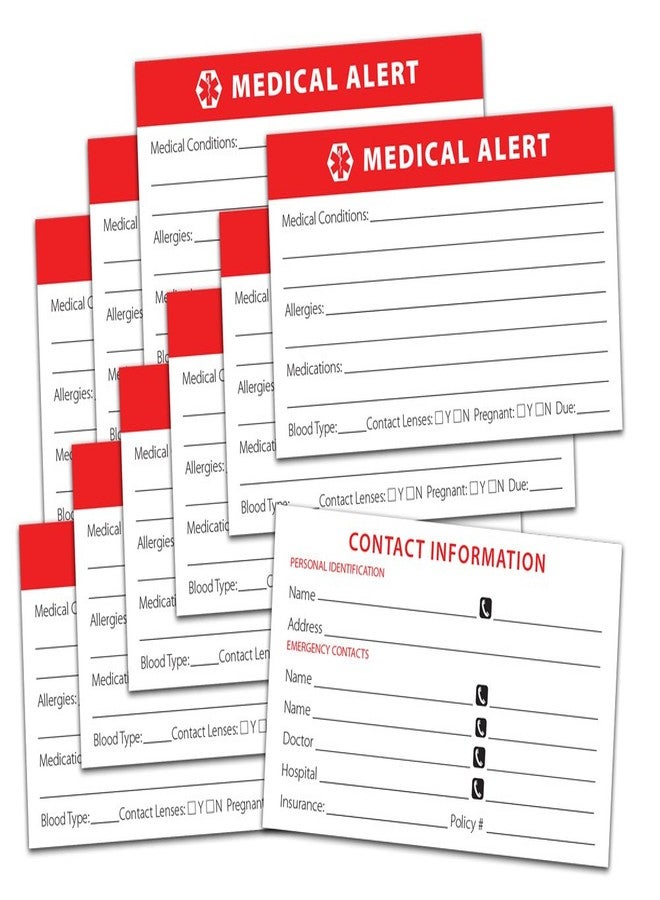 PILL THING Medical Alert ID Wallet Card - 10 Pack for Emergencies Heavyweight Card Stock Bright Red Easy to Read Made In USA Could save your Life - Image 2