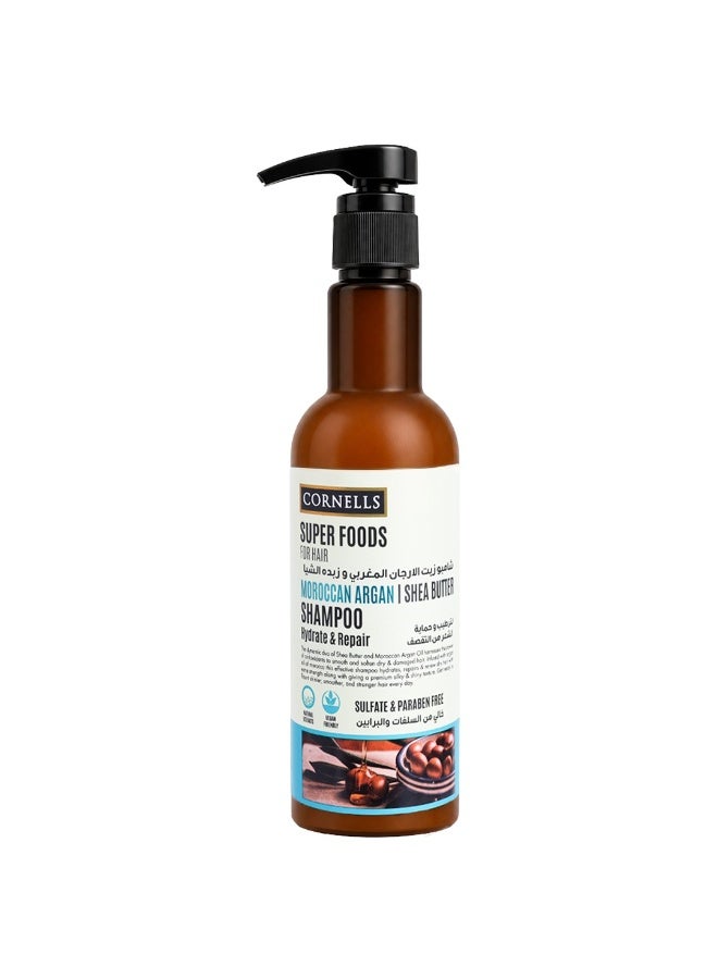 CORNELLS Super Foods For Hair Moroccan Argan Shea Butter Shampoo Hyrdrate And Repair Sulfate free 500ml - Image 1
