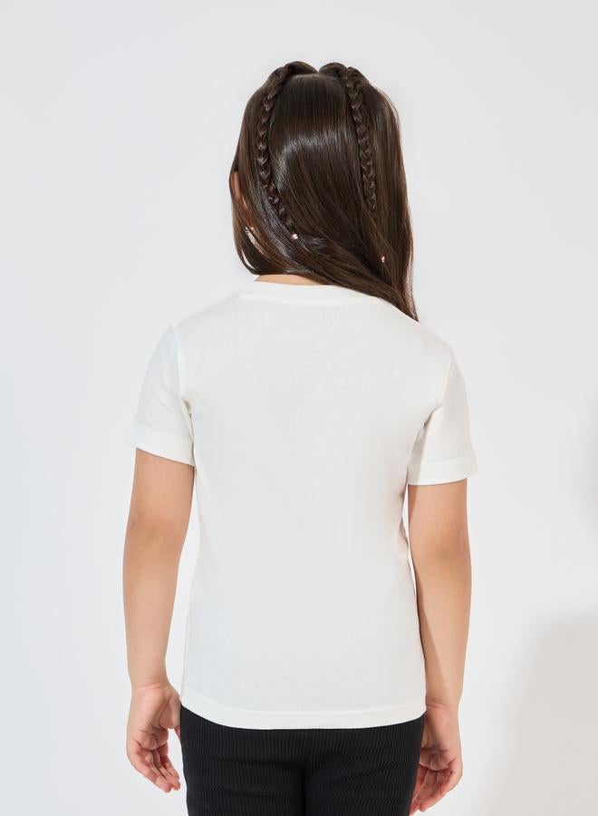Styli Styli Embroidered Detail Round Neck T-Shirt  - Image 4