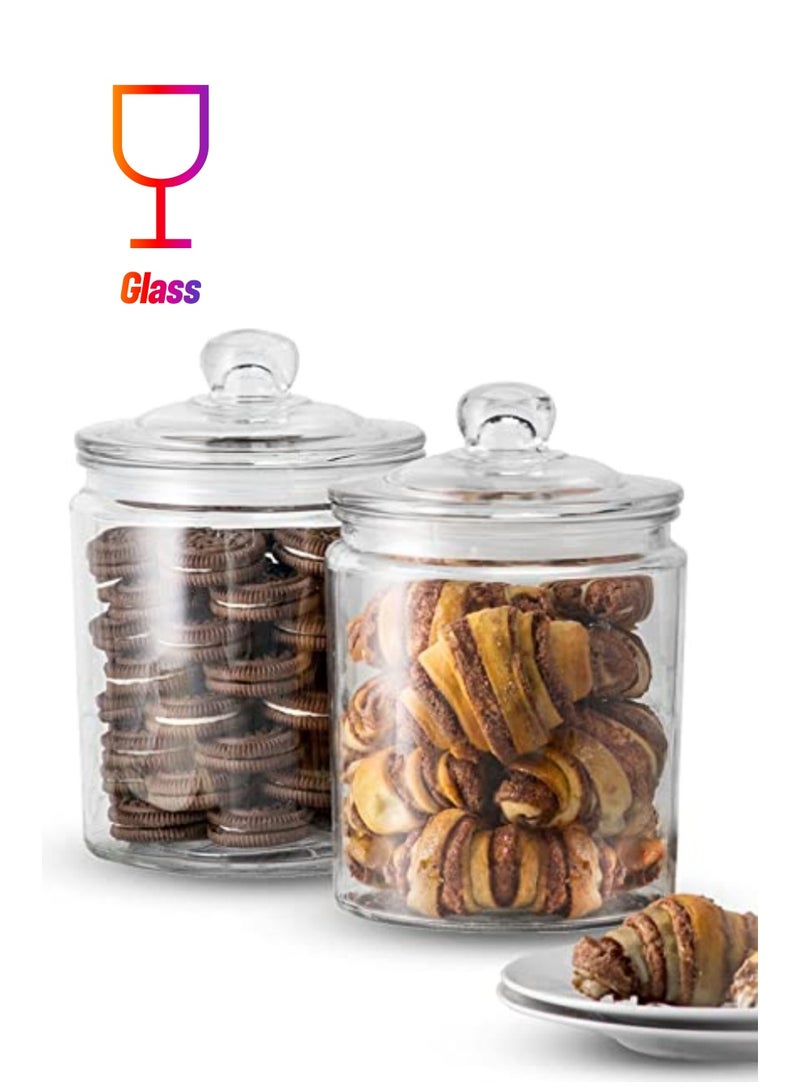 Kook جرار زجاجية للمطبخ لتخزين الطعام والبسكويت لدواليب المطبخ والحمام وعلب الأدوية مع أغطية محكمة الإغلاق آمنة في غسالة الصحون مع طباشير وملصق - Image 1