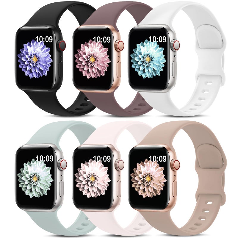 AMSKY 6 Pack Sport Bands Compatible with Apple Watch Band 38mm 40mm 41mm 42mm 44mm 45mm 49mm 46mm,Silicone Waterproof Strap for iWatch Apple Watch Series 11 10 9 Ultra 8 7 6 5 4 3 2 1 SE Women Men - Image 1