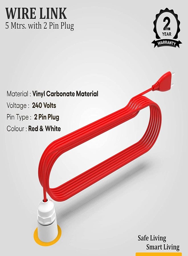 Fybros Extension Wire Holder, Wire Link Bulb Holder with 5 Meter Extension Wire Suitable For Home And Office Use, Made In India, Pack of 1 - Image 4