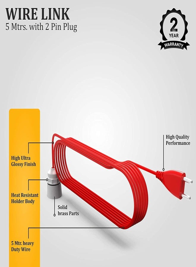 Fybros Extension Wire Holder, Wire Link Bulb Holder with 5 Meter Extension Wire Suitable For Home And Office Use, Made In India, Pack of 1 - Image 2