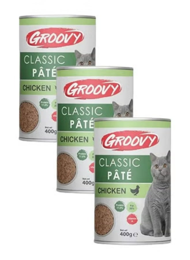 Groovy Classic Pate Adult Cat Wet Food Cans Chicken 400g / 3 Cans