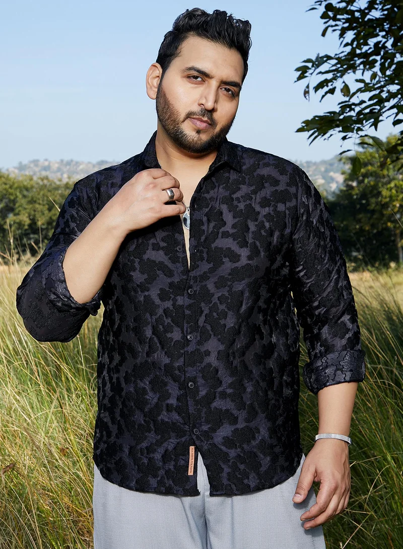 انستافاب بلس قميص رجالي مقاس كبير رمادي فحم نيمبوس داكن