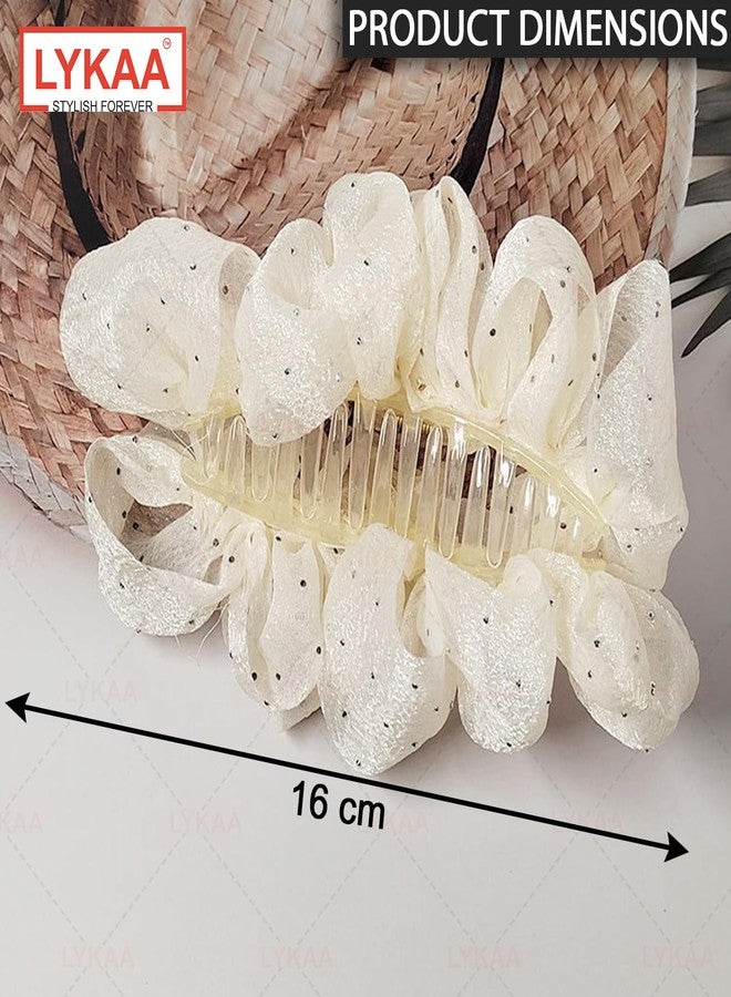 LYKAA Elegant Ruffle Design Hair Clutcher - Durable and Comfortable Large Claw Clips For Thick Hair, Wide -open Nonslip Anti-Fall Ponytail Holder Hair Accessories For Women Girls - 1 Pcs YELLOW - Image 2