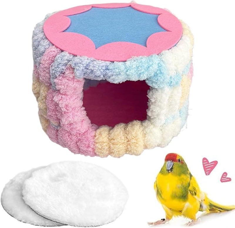 قفص بيت طائر شتوي وردي مع وسادة مأوى دافئ للببغاء كوكاتيل كونيور - Image 2