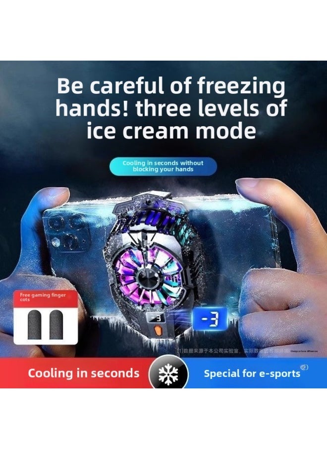 Generic - Mobile Phone Radiator Live E-Sports Special Fast Cooling Artifact For AppleFor Iphone Black Shark 2pro One Plus-Color:Top Equipped With Ice Seal [silver Pattern Semiconductor Refrigeration] Three-speed Digital Display With Strong Cooling, Fast Cooling, And Free Finger Cots - Image 1