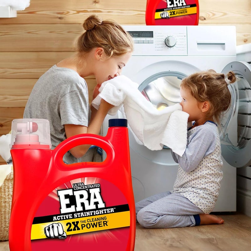 Era 2X Ultra Active Stainfighter Formula Liquid Laundry Detergent 154 fl oz, 107 Loads Stain Fighter Laundry Detergent for Deep Stain Removal Tough on Stains Fighter High Efficiency - Image 3