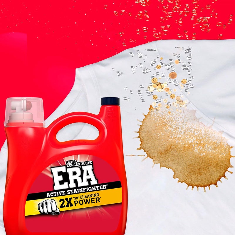Era 2X Ultra Active Stainfighter Formula Liquid Laundry Detergent 154 fl oz, 107 Loads Stain Fighter Laundry Detergent for Deep Stain Removal Tough on Stains Fighter High Efficiency - Image 2