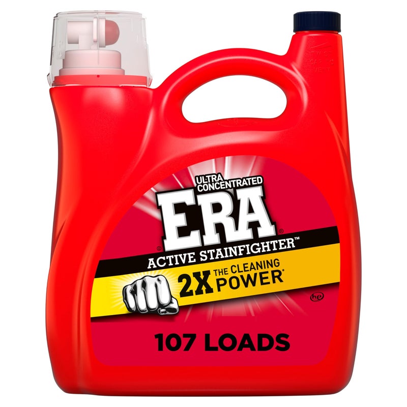 Era 2X Ultra Active Stainfighter Formula Liquid Laundry Detergent 154 fl oz, 107 Loads Stain Fighter Laundry Detergent for Deep Stain Removal Tough on Stains Fighter High Efficiency - Image 1