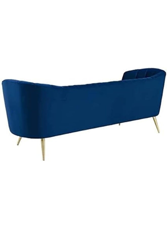 Comfynest Mid-Century Modern Chesterfield Sofa in Velvet with Sleek Golden Metal Legs - Ideal for Living Room, Bedroom, or Office Use (Blue, 4 Seater)  - Image 4