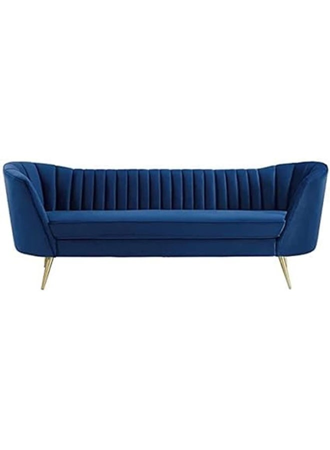 Comfynest Mid-Century Modern Chesterfield Sofa in Velvet with Sleek Golden Metal Legs - Ideal for Living Room, Bedroom, or Office Use (Blue, 4 Seater)  - Image 5