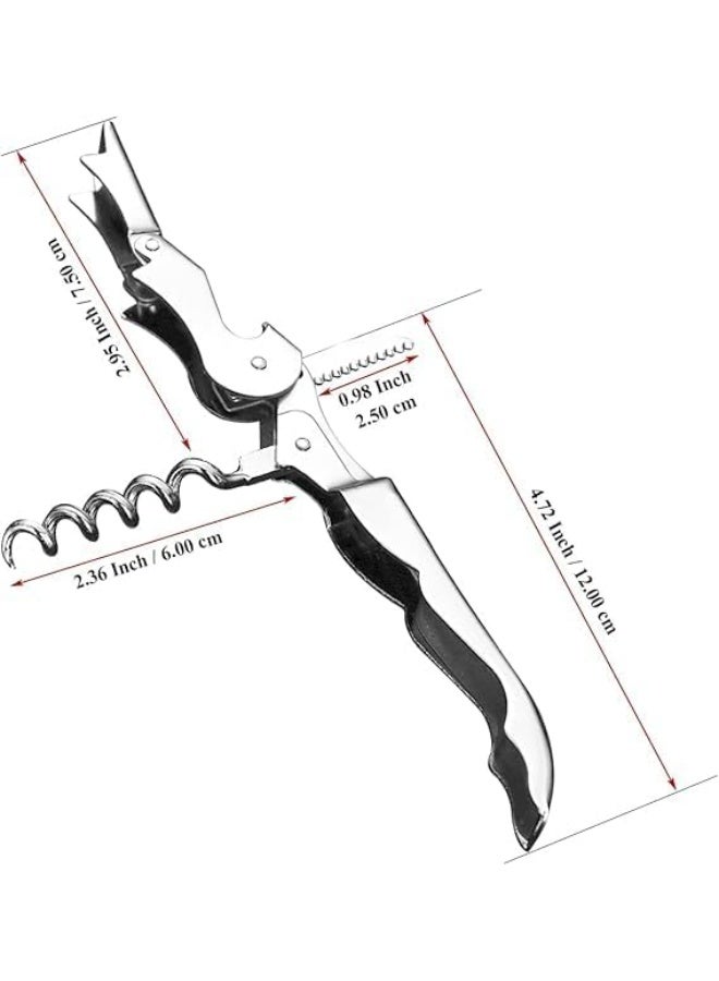Bottle Opener Wine Key with Foil Cutter Stainless Steel Classic All-in-One Double-Hinged Waiter Corkscrew for Beer Wine Bar Restaurant Set of 1 Silver - Image 2