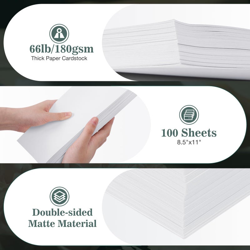 Yizhet 100 Sheets Card Stock Printer Paper 8.5 x 11, Bright White Cardstock 65lb/176gsm, for Office Printing, Invitations, Crafting, DIY Cards - Image 2