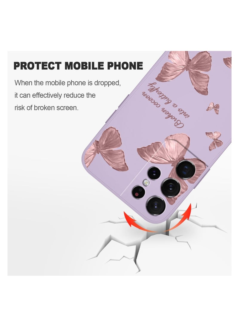 for Samsung S21 Ultra Case, for Samsung Galaxy S21 Ultra Case Butterfly Floral Astronauts Creative Sides Phone Cover Fashionablee Designs Soft Silicone Slim S21 Ultra Case-Butterfly Purple - Image 4