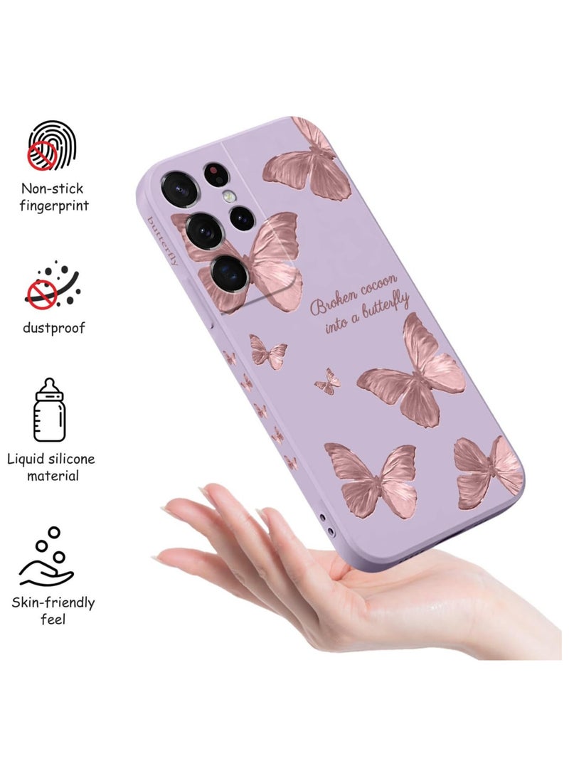 for Samsung S21 Ultra Case, for Samsung Galaxy S21 Ultra Case Butterfly Floral Astronauts Creative Sides Phone Cover Fashionablee Designs Soft Silicone Slim S21 Ultra Case-Butterfly Purple - Image 5