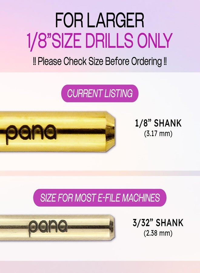 PANA 1/8" SPECIAL SIZE Large Flat Top Safety Carbide Nail Drill Bit for Gel Polish & Acrylic Removal Nail Salon Manicure Pedicure E-File (Large Barrel - Gold, Medium) EXTRA THICK SHANK - Image 2