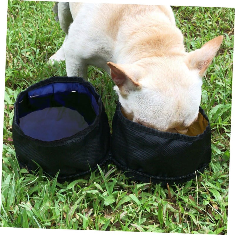 SHOWERORO Portable Folding Dog Bowls Double Set Lightweight Travel Pet Feeding Bowls Outdoor Use for Dogs and Cats - Image 3