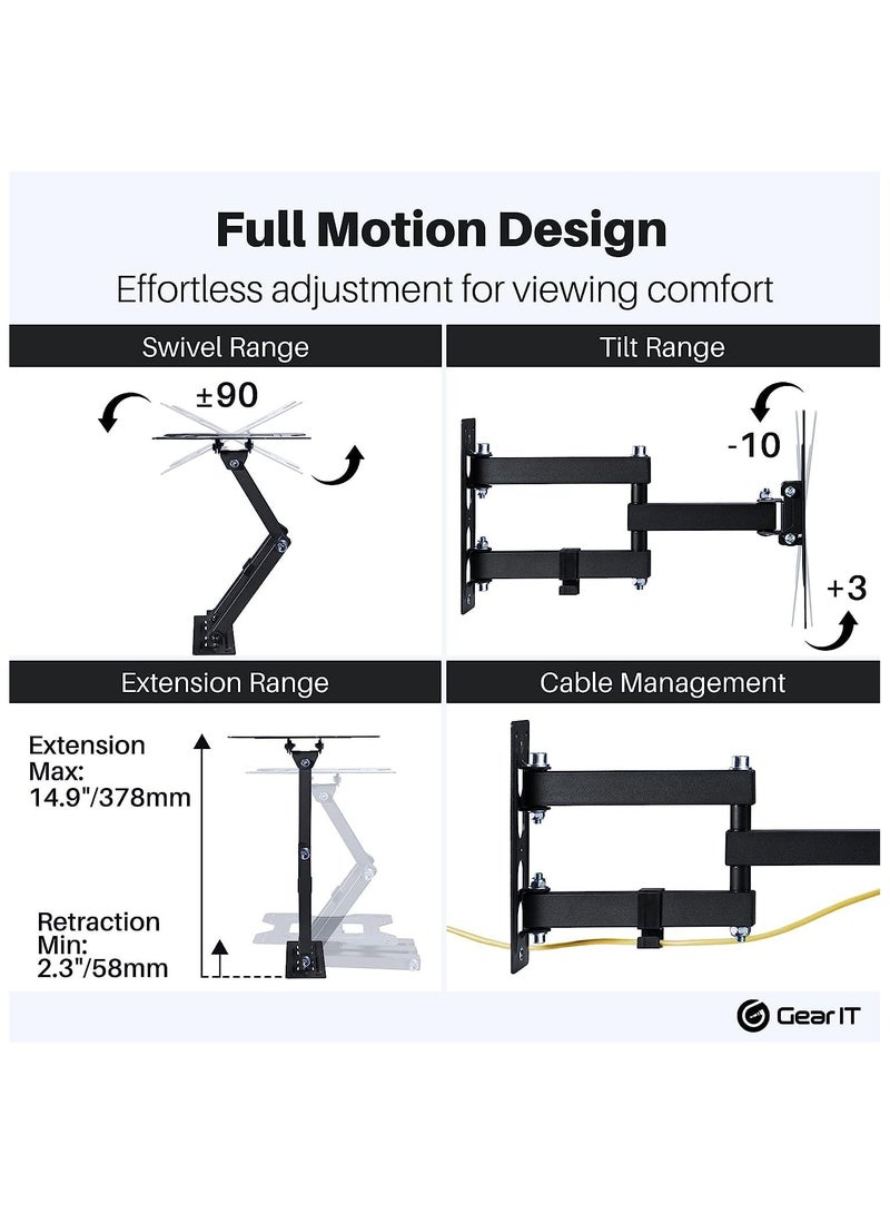 نيوستار حامل تلفزيون جداري نيوستار 23–43″ | إمالة ودوران كامل مع تمديد | قاعدة قوية تتحمل حتى 30 كجم/66 رطلاً، متوافق مع VESA 75/100/200 – LPA68-223 - Image 5