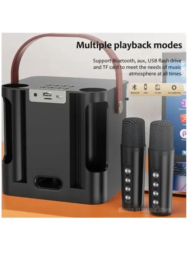 Smartberry M23 PLUS RGB Karaoke Bluetooth Speaker – Portable Wireless Speaker with Colorful LED Lights, Dual Wireless Microphones, High-Quality Sound, Echo Control, for Parties, Karaoke, and Outdoor Fun - Image 3