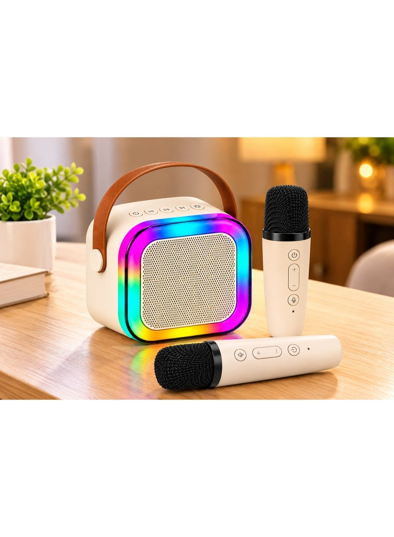 مكبر صوت بلوتوث محمول مع ميكروفونين لاسلكيين وإضاءة LED - Image 2