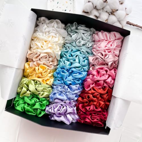 Candibella Luxury Satin Scrunchies for Women,Pack of 20 Deluxe Scrunchies Set, Silk Satin Scrunchies for Girls, Best Gift For Mom, Sister & Friend, Anti-Hair Breakage Hair Scrunchies for Women, Hair Ties (Pack of 20 Random Shades) - Image 4