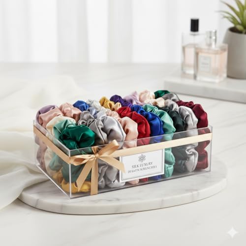 Candibella Luxury Satin Scrunchies for Women,Pack of 20 Deluxe Scrunchies Set, Silk Satin Scrunchies for Girls, Best Gift For Mom, Sister & Friend, Anti-Hair Breakage Hair Scrunchies for Women, Hair Ties (Pack of 20 Random Shades) - Image 3