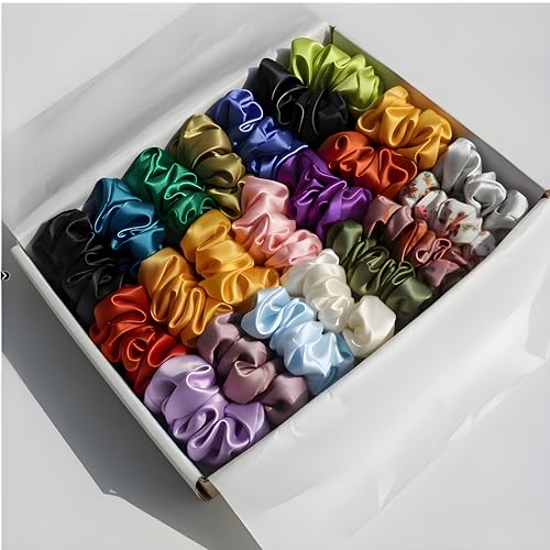Candibella Luxury Satin Scrunchies for Women,Pack of 20 Deluxe Scrunchies Set, Silk Satin Scrunchies for Girls, Best Gift For Mom, Sister & Friend, Anti-Hair Breakage Hair Scrunchies for Women, Hair Ties (Pack of 20 Random Shades) - Image 1