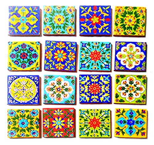 Shiv Kripa Blue Pottery Shiv KRIPA Ceramic Decorative Mosaic Tile (3X3-inch, Multicolour) - Pack of 16 - Image 3