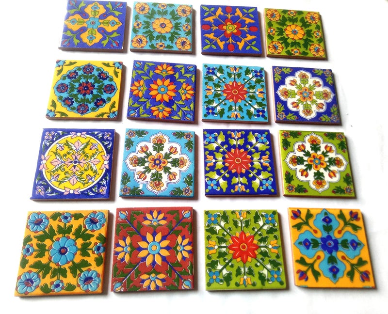 Shiv Kripa Blue Pottery Shiv KRIPA Ceramic Decorative Mosaic Tile (3X3-inch, Multicolour) - Pack of 16 - Image 2