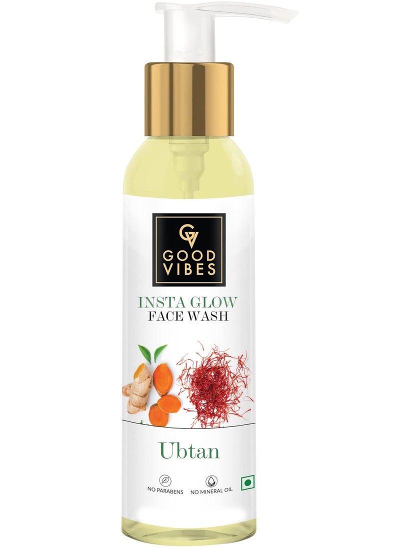 Good Vibes Good Vibes Ubtan Insta Glow Face Wash, 120 ml | Brightening, Soothing, Moisturizing Face Cleanser For All Skin Types | With Turmeric, Saffron, Vitamin B3 | No Parabens, Sulphates & Mineral Oil  - Image 1