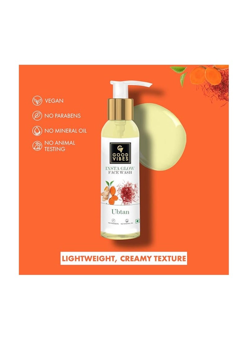 Good Vibes Good Vibes Ubtan Insta Glow Face Wash, 120 ml | Brightening, Soothing, Moisturizing Face Cleanser For All Skin Types | With Turmeric, Saffron, Vitamin B3 | No Parabens, Sulphates & Mineral Oil  - Image 5