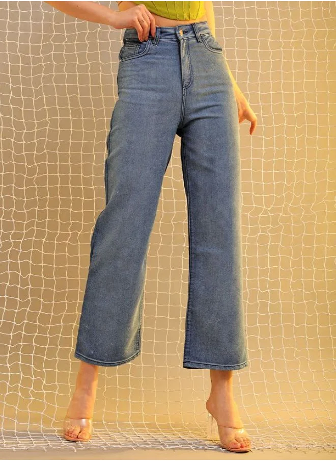 Freehand Women Wide Leg Blue Jeans