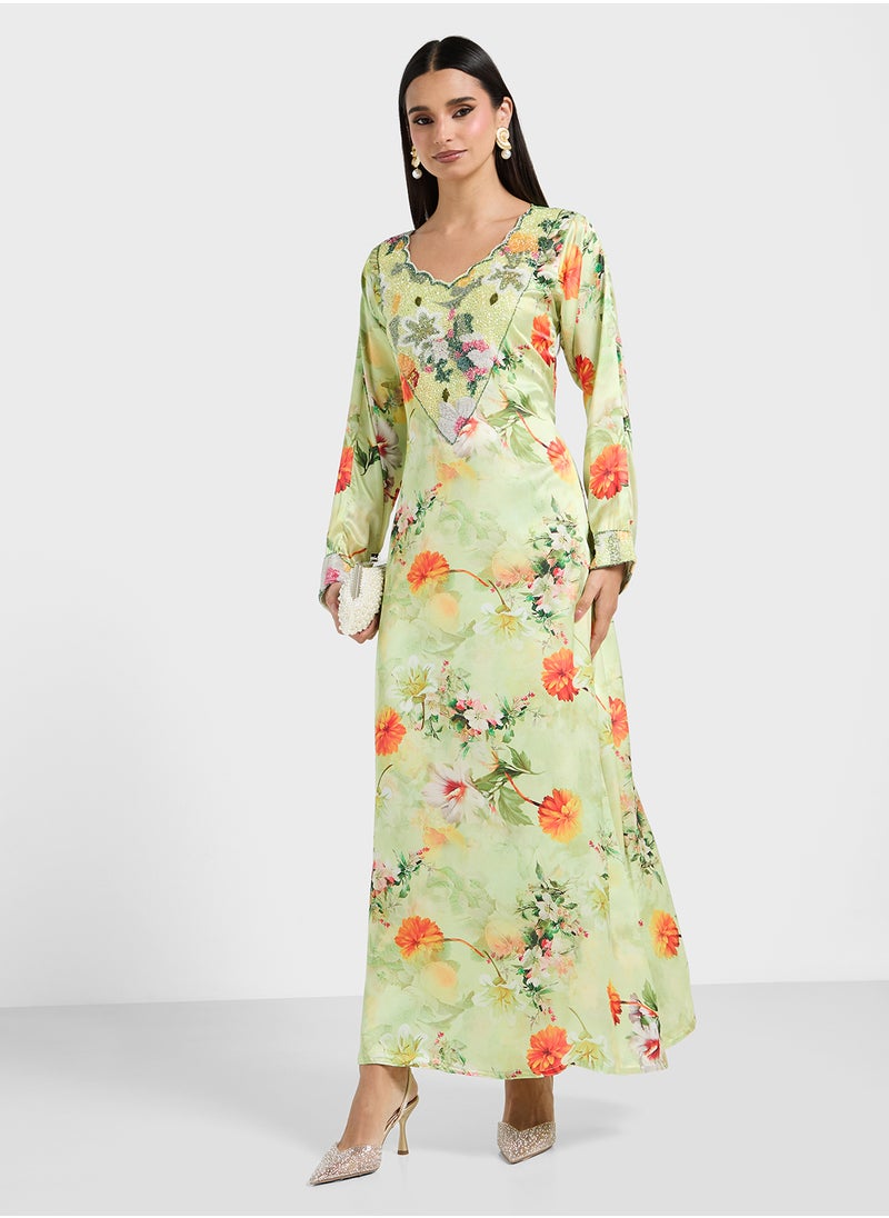 ARABIAN CLOSET Embellished Belted Jalabiya  - Image 4