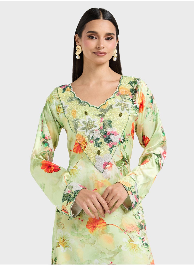 ARABIAN CLOSET Embellished Belted Jalabiya  - Image 3