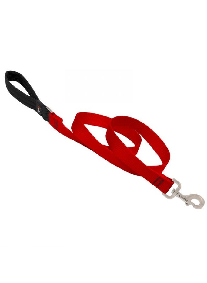 Basic Solids Padded Handle Dog Leash - Red