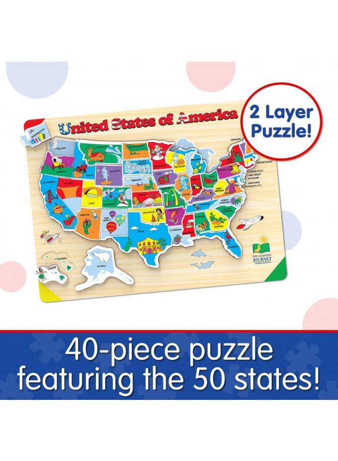 THE LEARNING JOURNEY Lift & Learn Puzzle USA Map Puzzle for Kids Preschool Toys & Gifts for Boys & Girls Ages 3 and Up United States Puzzle for Kids Award Winning Toys - Image 3