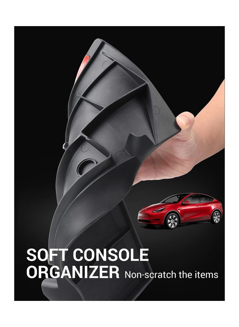 SYOSI Center Console Organizer Fit for Tesla Model 3 Model Y Center Console Organizer Behind Screen Storage Box Dashboard Hidden Tray - Image 3