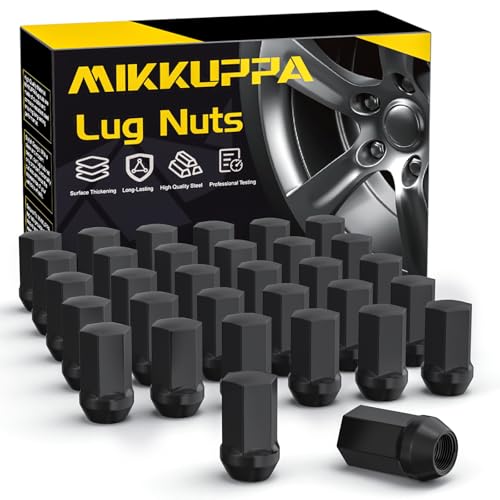 MIKKUPPA 32pcs M14x1.5 Lug Nuts - Replacement for 2008-2024 Chevy Silverado GMC Sierra 2500 3500, 2012-2024 Ram 2500 3500 OEM Wheel, Black 1.75" H 7/8" Hex Closed End One-Piece Design Tire Lug Nuts - Image 1