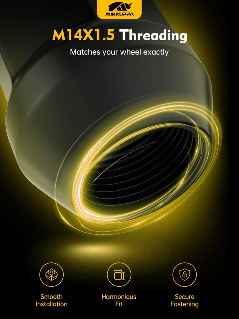 MIKKUPPA 32pcs M14x1.5 Lug Nuts - Replacement for 2008-2024 Chevy Silverado GMC Sierra 2500 3500, 2012-2024 Ram 2500 3500 OEM Wheel, Black 1.75" H 7/8" Hex Closed End One-Piece Design Tire Lug Nuts - Image 5