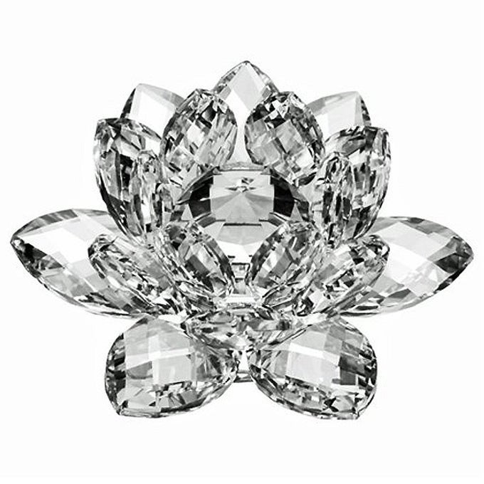 4 INCH CLEAR CRYSTAL LOTUS FLOWER WITH GIFT BOX