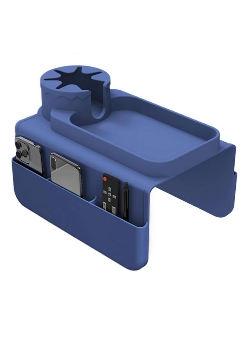 صينية مسند أريكة سيليكون مع جيوب جانبية مضادة للانزلاق، حامل أكواب للأريكة والكراسي، مقاوم للماء، حامل للمشروبات وأكواب القهوة، منظّم للوجبات الخفيفة والتحكم عن بعد في غرفة المعيشة والمنزل. - Image 1