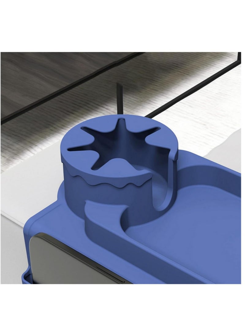 صينية مسند أريكة سيليكون مع جيوب جانبية مضادة للانزلاق، حامل أكواب للأريكة والكراسي، مقاوم للماء، حامل للمشروبات وأكواب القهوة، منظّم للوجبات الخفيفة والتحكم عن بعد في غرفة المعيشة والمنزل. - Image 4