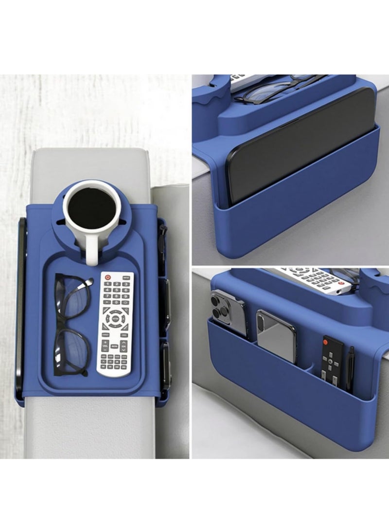 صينية مسند أريكة سيليكون مع جيوب جانبية مضادة للانزلاق، حامل أكواب للأريكة والكراسي، مقاوم للماء، حامل للمشروبات وأكواب القهوة، منظّم للوجبات الخفيفة والتحكم عن بعد في غرفة المعيشة والمنزل. - Image 5