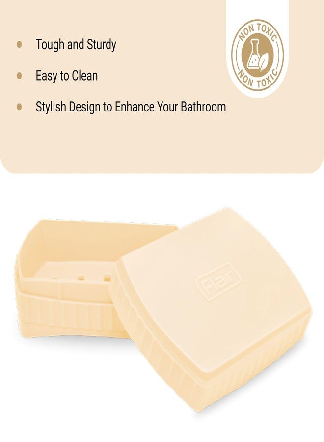 FLAIR Estella Soap Case with Drainage | Reusable & Durable Soap Box | Modern Bathroom Soap Holder (1, Beige) - Image 4