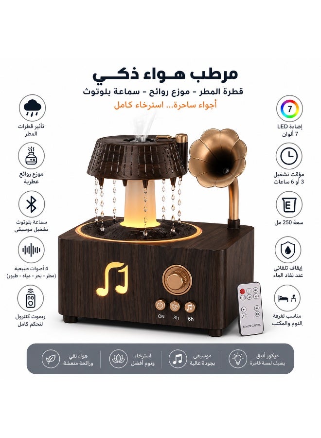 Rain Drop Humidifier Aroma Diffuser Bluetooth Speaker Gift Set With 7 Color Led Light White Noise Remote Control Home Fragrance Decor For Bedroom Office - Image 1